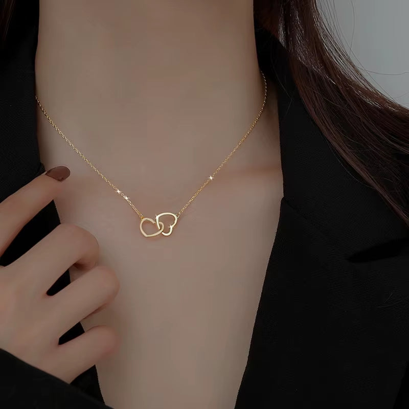 Luxury 18K Gold Heart Necklace Pendant for Women Christmas Fine Jewelry Bijoux Femme Bizuteria Pendants Fox Charm Cute/Romantic