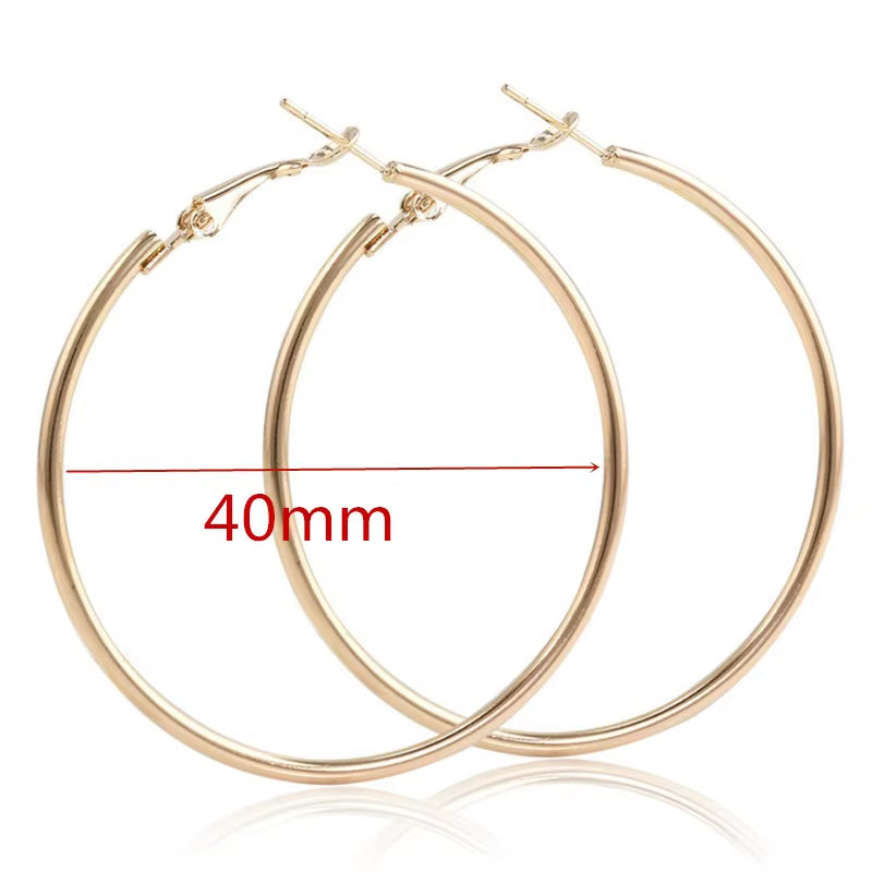 40Mm 60Mm 70Mm 80Mm Exaggerate Big Smooth Circle Hoop Earrings Brincos Simple Party round Loop Bijoux for Women Jewelry