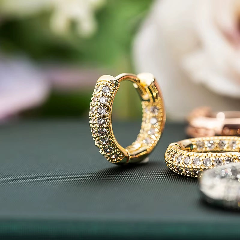 Hot Sale Small Circle Hoop Earrings for Women Rose Gold CZ Zirconia round Ear Piercing Jewelry Gifts Brincos Bijoux