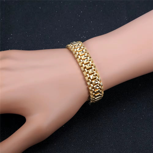 Chunky Mens Hand Chain Bracelets Male Wholesale Bijoux Homme Gold Color Chain Link Bracelet for Men Jewelry Pulseira Masculina