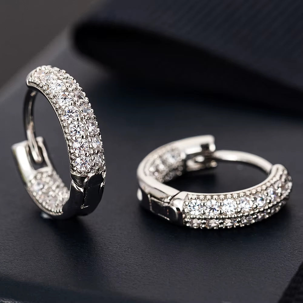 Hot Sale Small Circle Hoop Earrings for Women Rose Gold CZ Zirconia round Ear Piercing Jewelry Gifts Brincos Bijoux