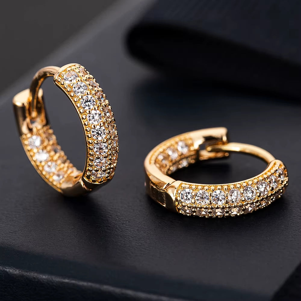 Hot Sale Small Circle Hoop Earrings for Women Rose Gold CZ Zirconia round Ear Piercing Jewelry Gifts Brincos Bijoux