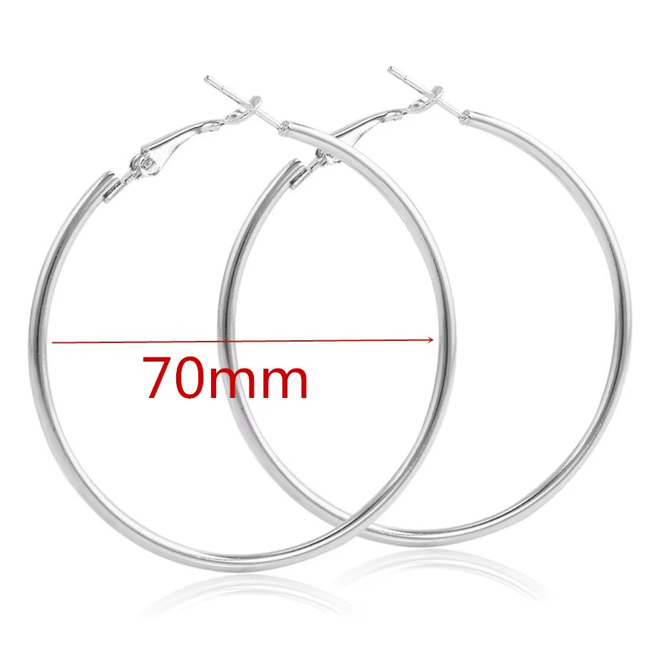 40Mm 60Mm 70Mm 80Mm Exaggerate Big Smooth Circle Hoop Earrings Brincos Simple Party round Loop Bijoux for Women Jewelry