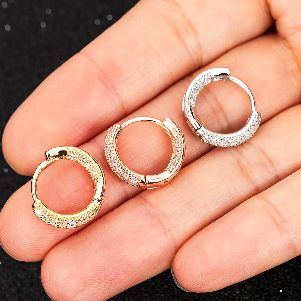 Hot Sale Small Circle Hoop Earrings for Women Rose Gold CZ Zirconia round Ear Piercing Jewelry Gifts Brincos Bijoux