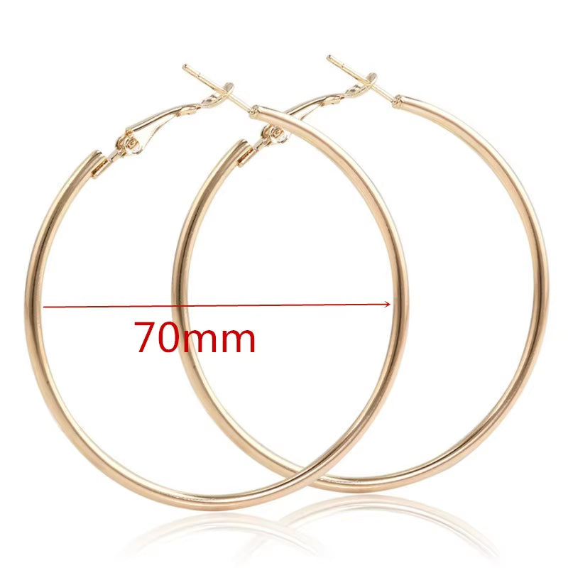 40Mm 60Mm 70Mm 80Mm Exaggerate Big Smooth Circle Hoop Earrings Brincos Simple Party round Loop Bijoux for Women Jewelry