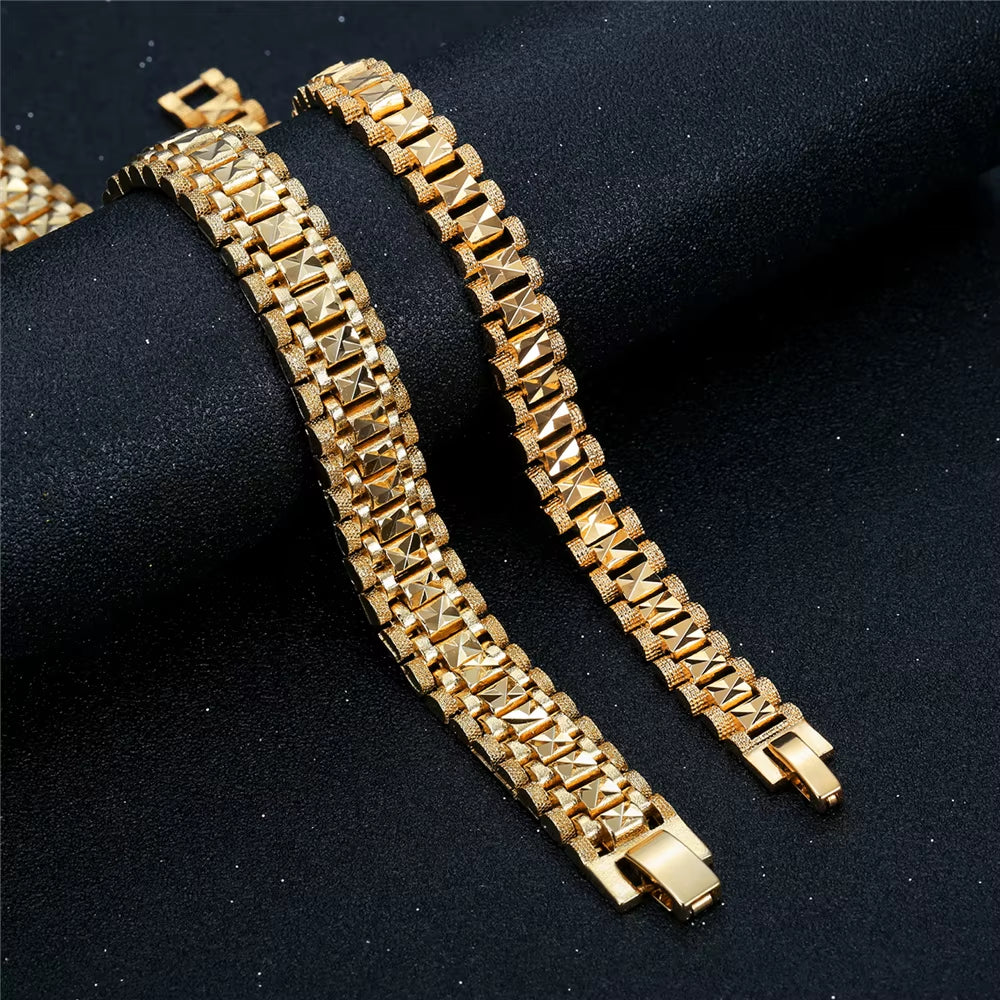 Chunky Mens Hand Chain Bracelets Male Wholesale Bijoux Homme Gold Color Chain Link Bracelet for Men Jewelry Pulseira Masculina