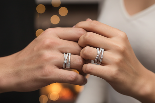 Bague croisée argent 925 - Couple