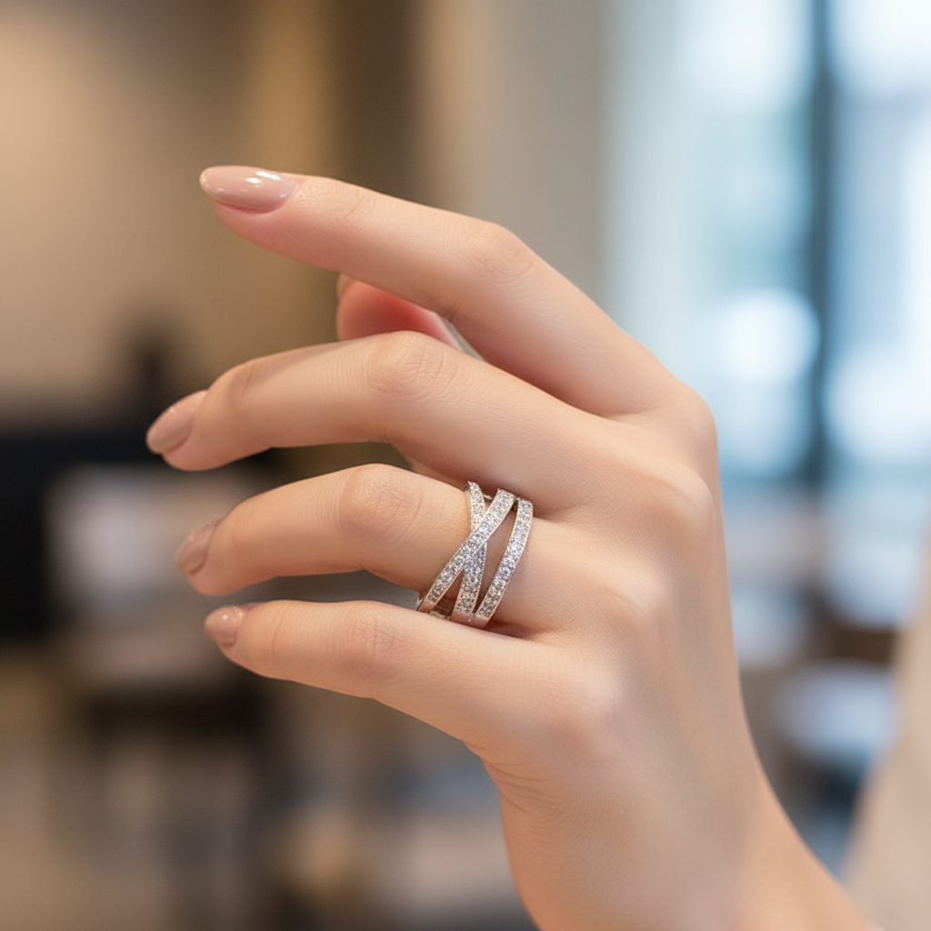 Bague croisée argent 925 - Femme