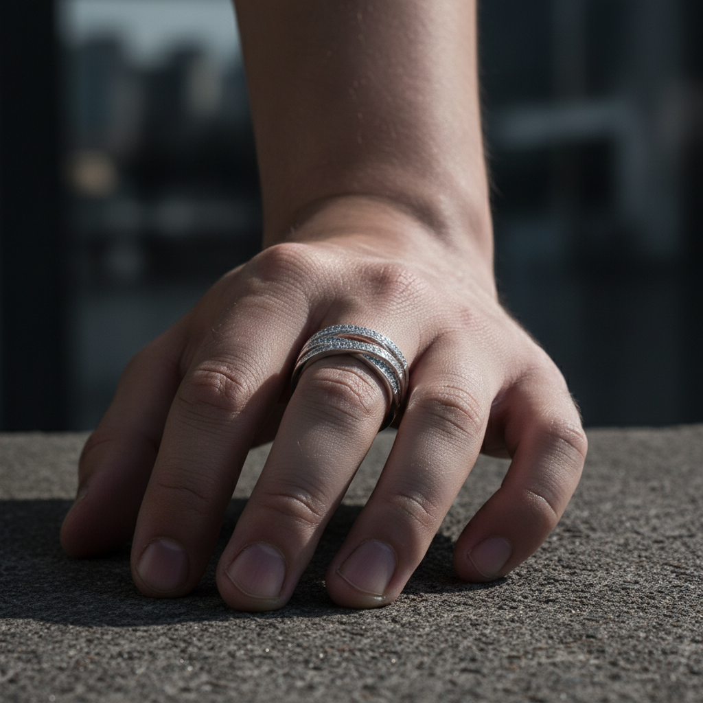 Bague croisée argent 925 - Homme