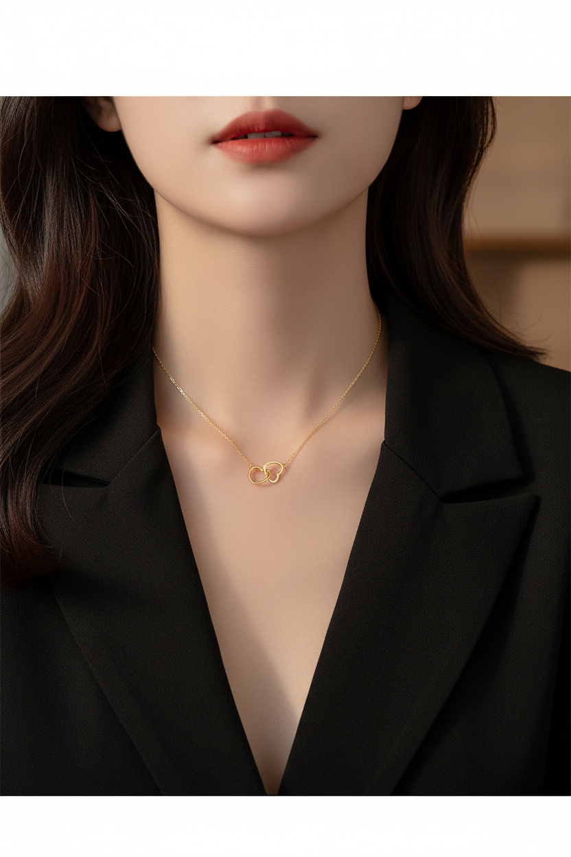 Collier cœur or 18K - Porté