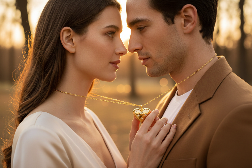 Couple romantique avec collier