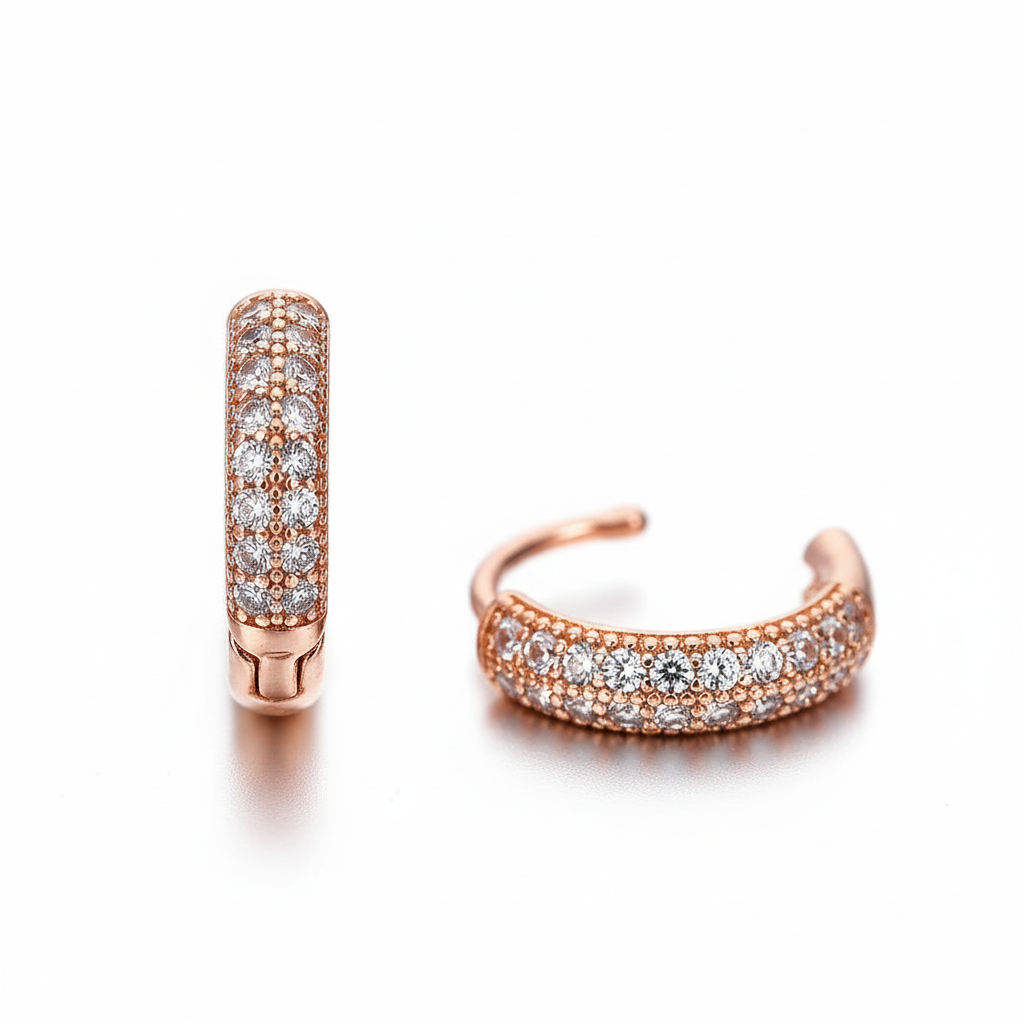 Créoles or rose - Détail zircons