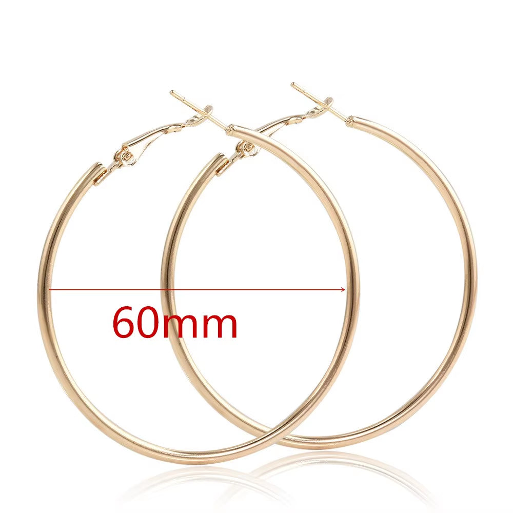 40Mm 60Mm 70Mm 80Mm Exaggerate Big Smooth Circle Hoop Earrings Brincos Simple Party round Loop Bijoux for Women Jewelry